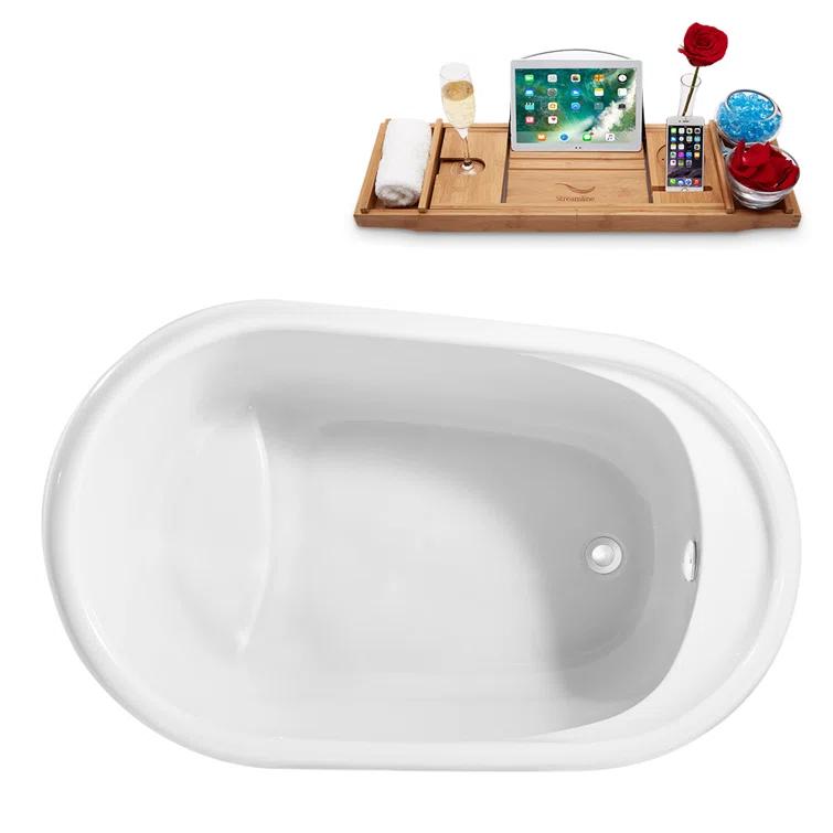 Streamline Bath 1300 mm x 800 mm Freestanding Roll Top Bathtub N2040WH