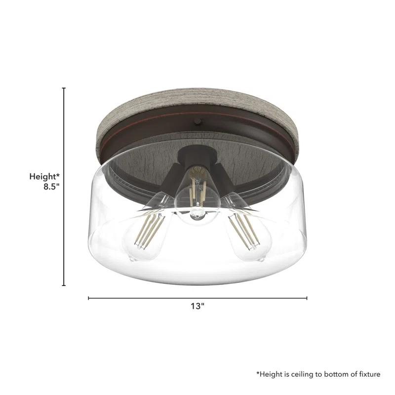 Hunter Fan Hunter Devon Park Onyx Bengal And Barnwood 3 Light Flush Mount Ceiling Light Fixture