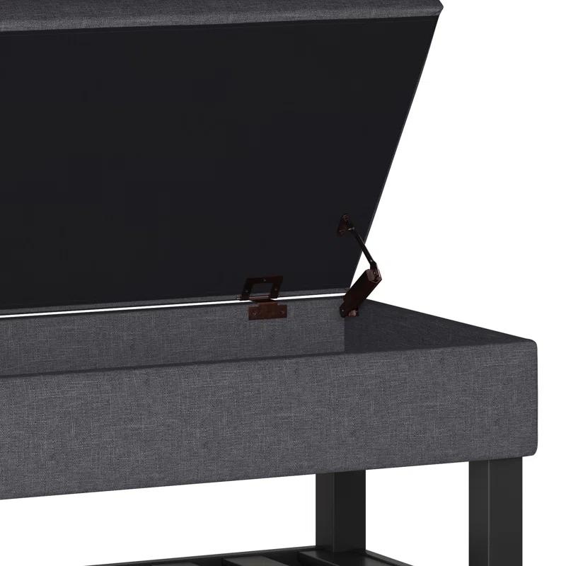 Simpli Home Saxon 43"W Tufted Transitional Storage Ottoman Bench with with Lift-Top Lid