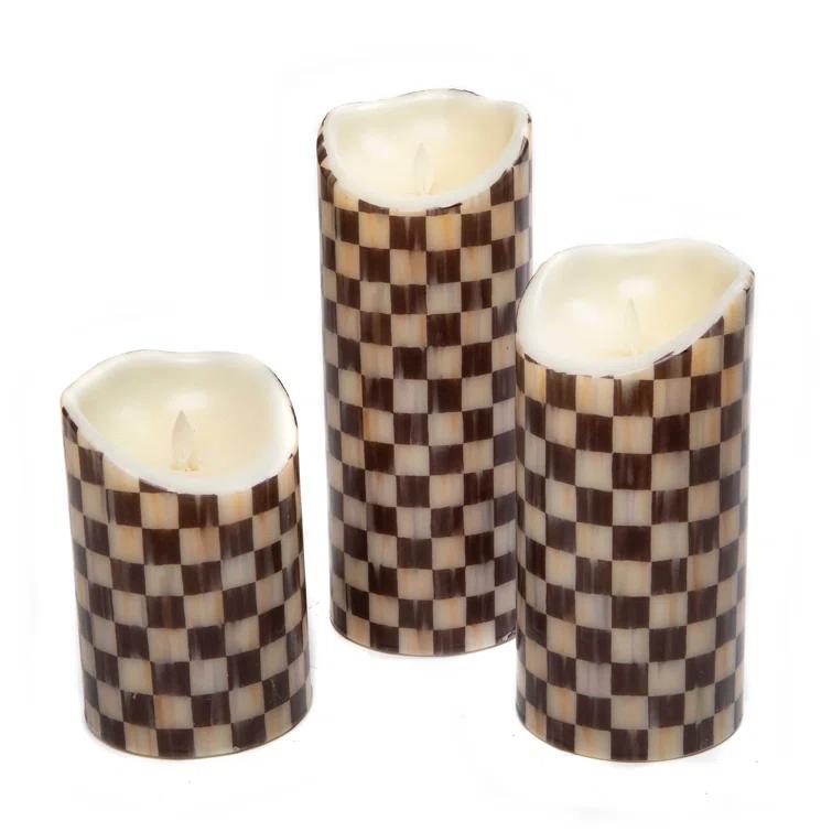 MacKenzie-Childs Courtly Check® Flicker 3 AA Pillar Candle