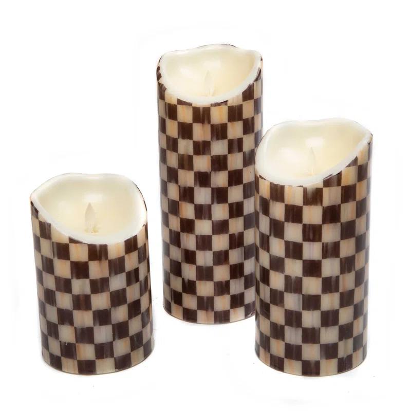 MacKenzie-Childs Courtly Check® Flicker 3 AA Pillar Candle