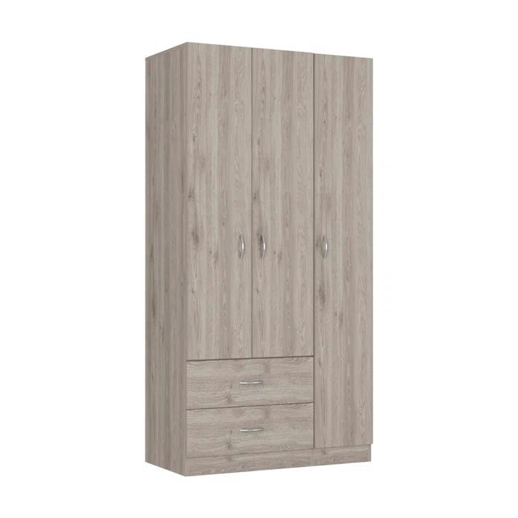 Freeport Park® Ferrante 3 Door Armoire with Drawers, Shelves, and Hanging Rod