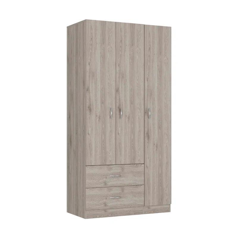 Freeport Park® Ferrante 3 Door Armoire with Drawers, Shelves, and Hanging Rod