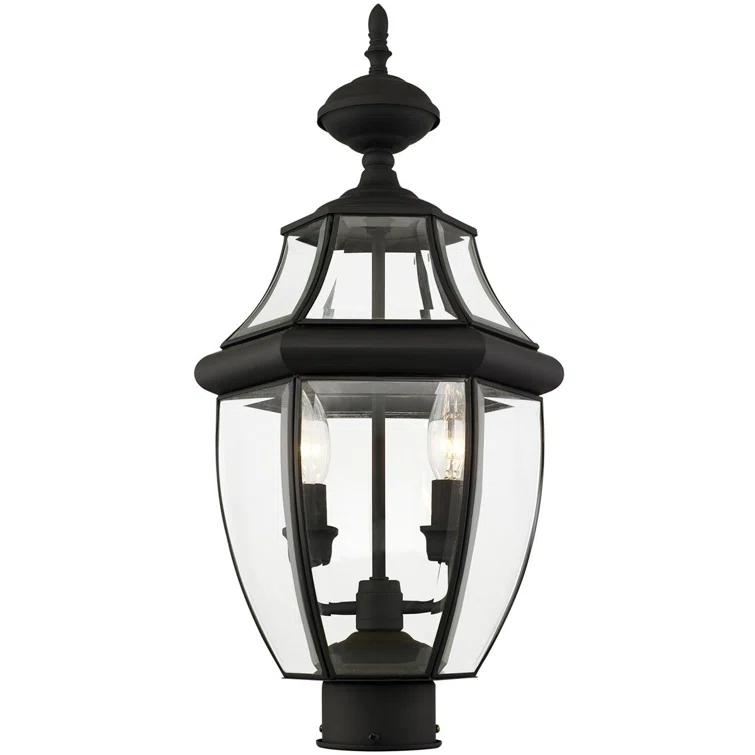 Lighting Lumens 2 Light Verdigris Outdoor Post Lantern Pendant - Clear Beveled Glass Shade