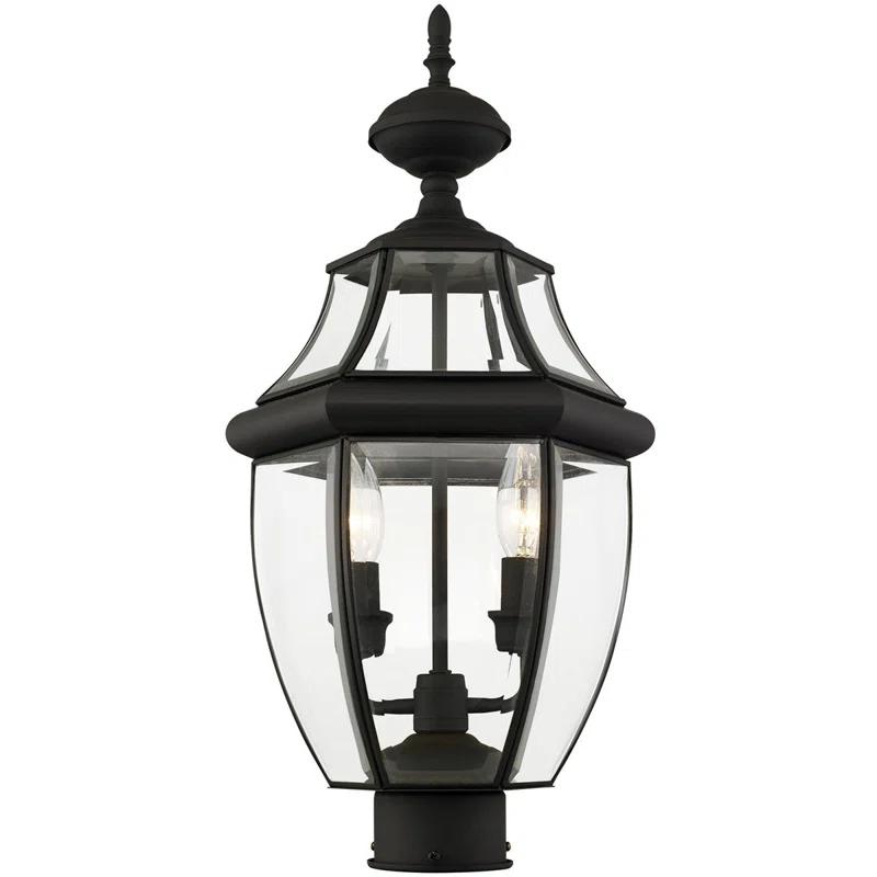 Lighting Lumens 2 Light Verdigris Outdoor Post Lantern Pendant - Clear Beveled Glass Shade