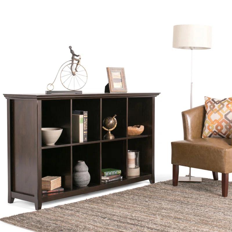 Simpli Home Amherst 57"W Solid Wood Storage Console Table with 8 Cube Storage