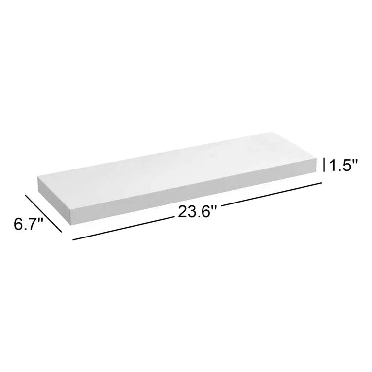 Latitude Run® Elbur 23.6 Inch Wide Wood Floating Shelves, Wall Shelf Display Shelves for Bathroom/Kitchen/Bedroom/Living Room (Set of 2)