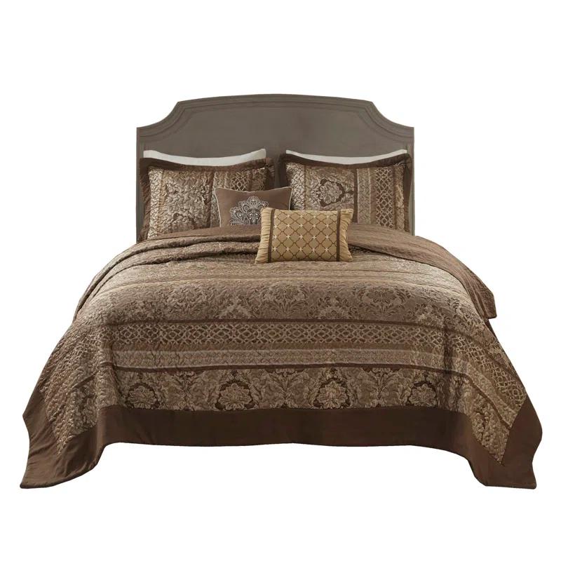 Madison Park Bellagio 5 Piece Reversible Jacquared Coverlet Set