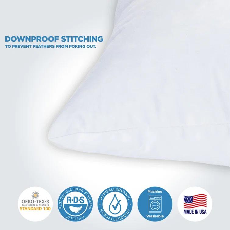 ComfyDown ComfyDown 95% Feather 5% Down Rectangle Decorative Pillow Insert Sham Stuffer