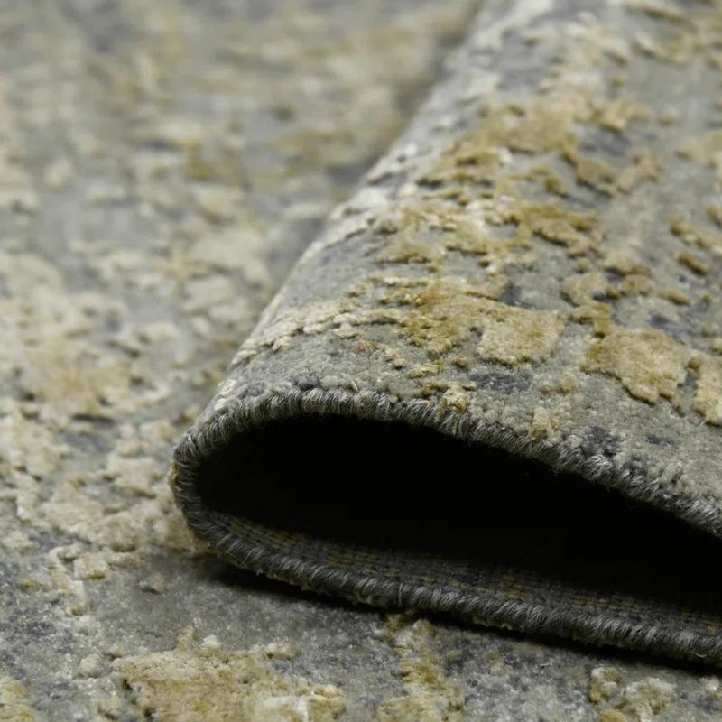 AMER Rugs Mystique Lucci Hand-Knotted Wool/Silk Area Rug in Gold/Gray