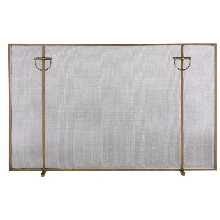 Antique Brass Iron Mesh Fireplace Screen
