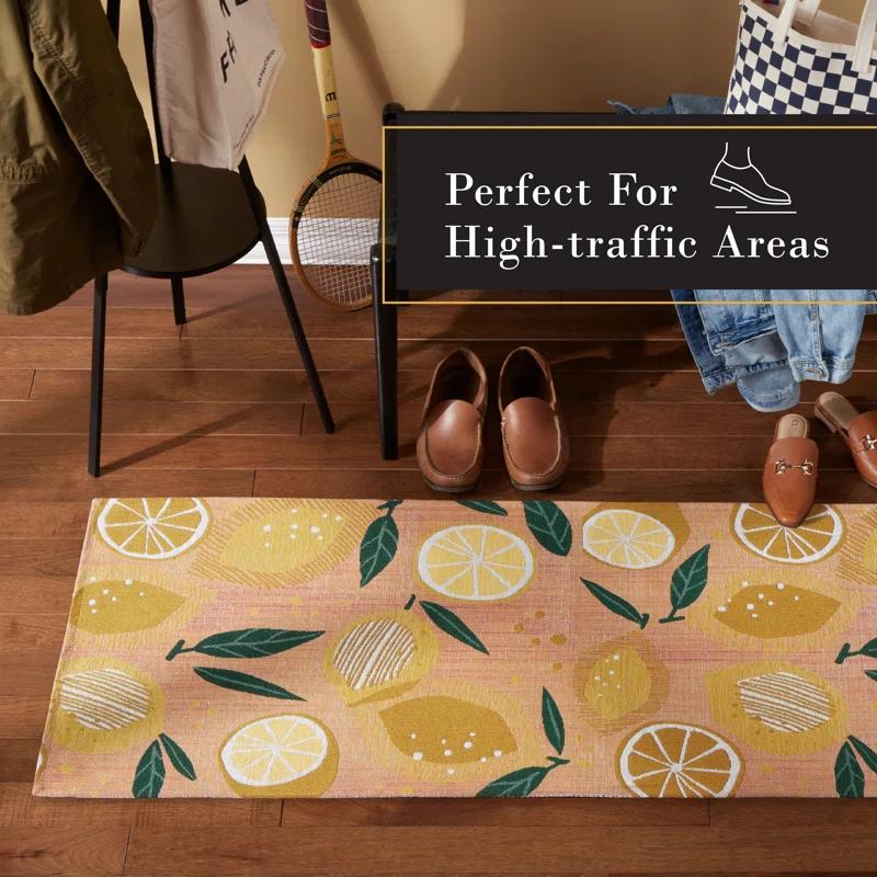 Town & Country Living TOWN & COUNTRY Living Livie Fresh Lemon Everwash Washable Non-Slip Backing Kitchen Runner Rug