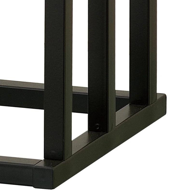 MyGift 33 Inch Black Chrome Plated Metal Freestanding Bathroom Towel Rack Stand with 3 Tier Bamboo Wood Bar, Laundry Room Drying Rack Stand