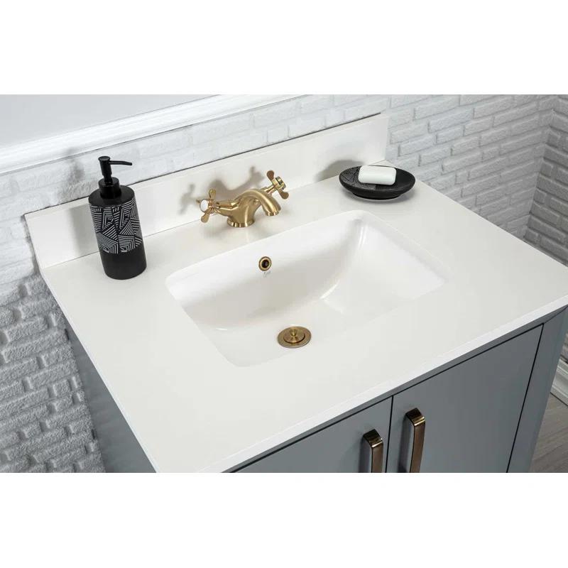 Adorn Vanity Fabia 30'' Free-standing Single Bathroom Vanity with Quartz Vanity Top & Mirror
