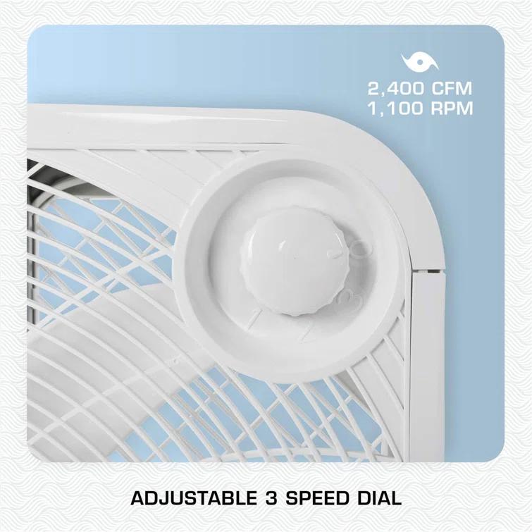 Hurricane Hurricane 20" Classic Series Floor Box Fan with 3 Speed Settings, 2 Pack, White (Set of 2)
