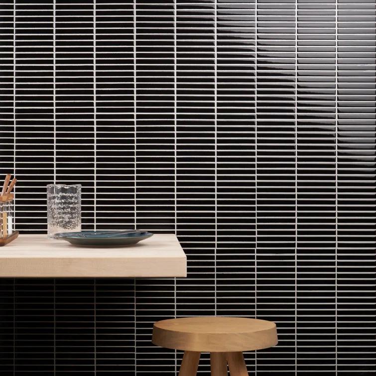 Monogram Stacked 11.19 In. X 11.9 In. Glossy Porcelain Mosaic Floor And Wall Tile (0.92 Sq. Ft. / Each)