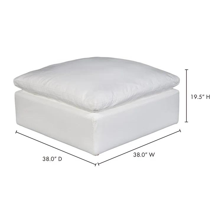 White Performance Fabric Transitional Ottoman