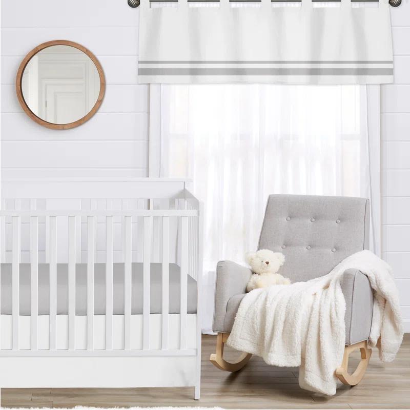 Sweet Jojo Designs White and Gray Hotel Cotton Tab Top Tailored Curtain Valance
