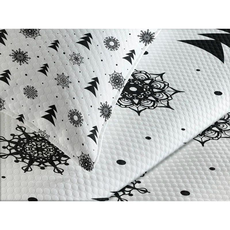 Ambesonne Ambensonne Nordic Bedspread Xmas Pine Trees Black White