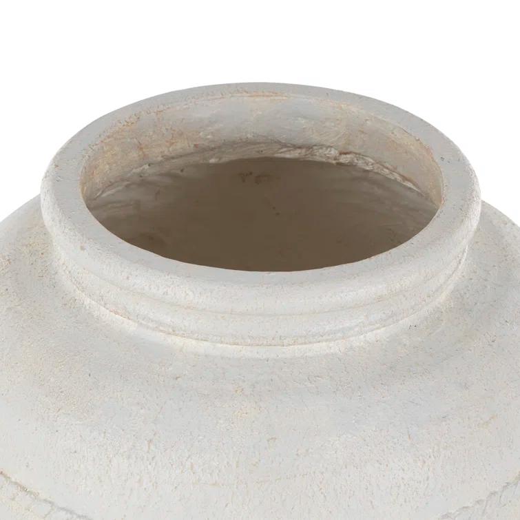 Tucson Magnesium Oxide Distressed Decorative Vase with Raised Braided Accents