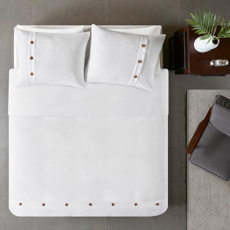 Marcus 3 Piece Cotton Waffle Weave Duvet Cover Set