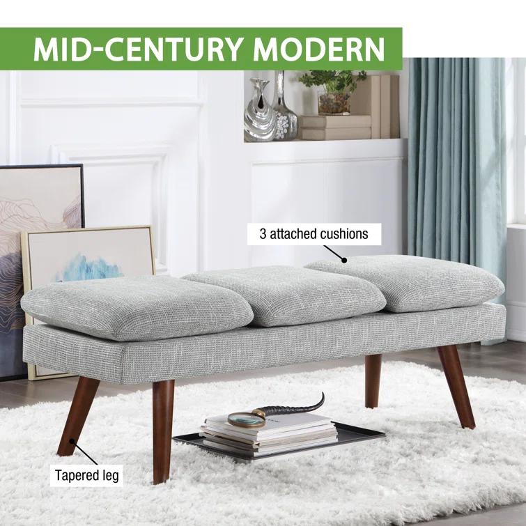 George Oliver Raynika 54" Mid-Century Bench