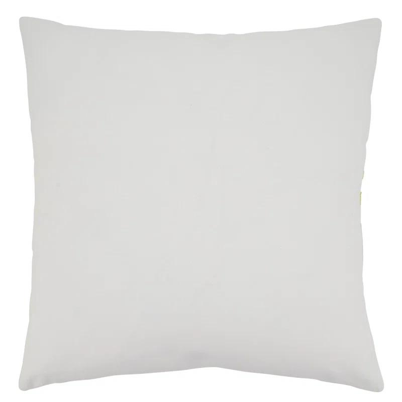 Saro Citron Vert Design Embroidered Cotton Throw Pillow