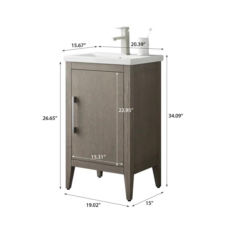 Vanity Art Single Bathroom Vanity with Ceramic Top