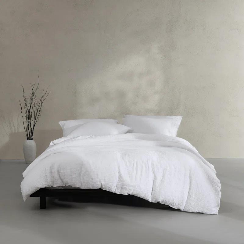 Calvin Klein Washed Texture Solid Cotton Duvet Cover Set