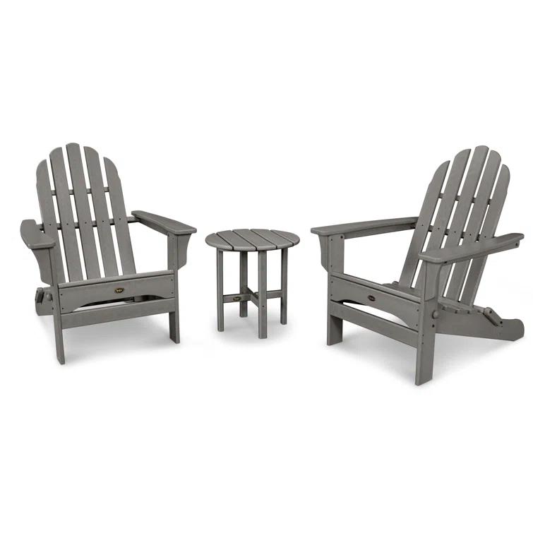 Trex Outdoor TREX Outdoors Cape Cod Folding Adirondack Set with Side Table
