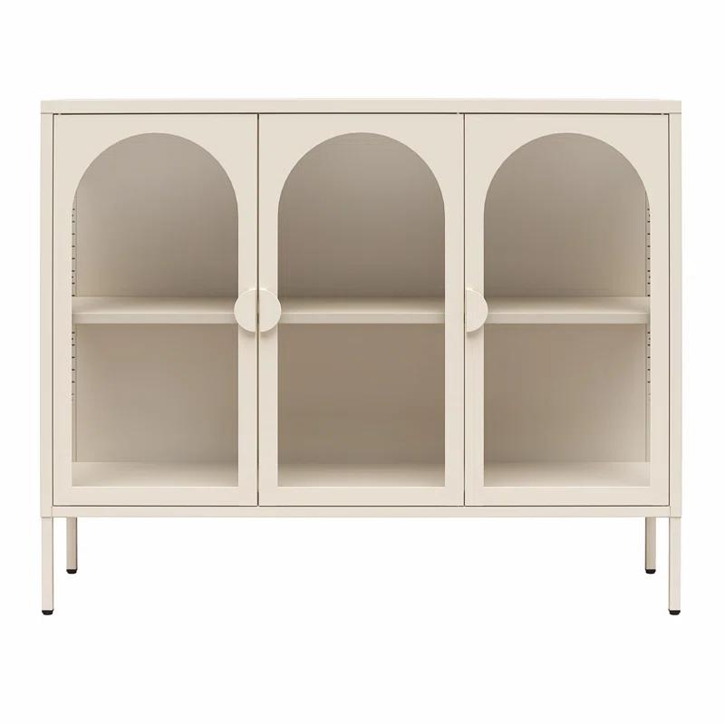 CosmoLiving by Cosmopolitan Chloe Metal Accent Cabinet With 3 Arched Glass Doors