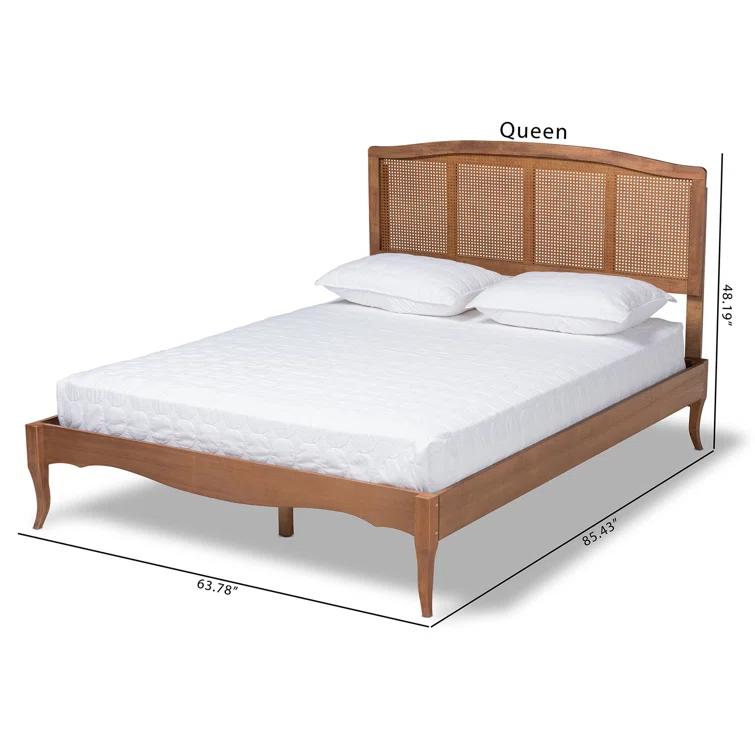 Kelly Clarkson Home Lilliana Platform, Vintage Vibe, Queen Bed, Ash Walnut Rattan, 63.78'' W X 85.43'' L X 48.19'' H
