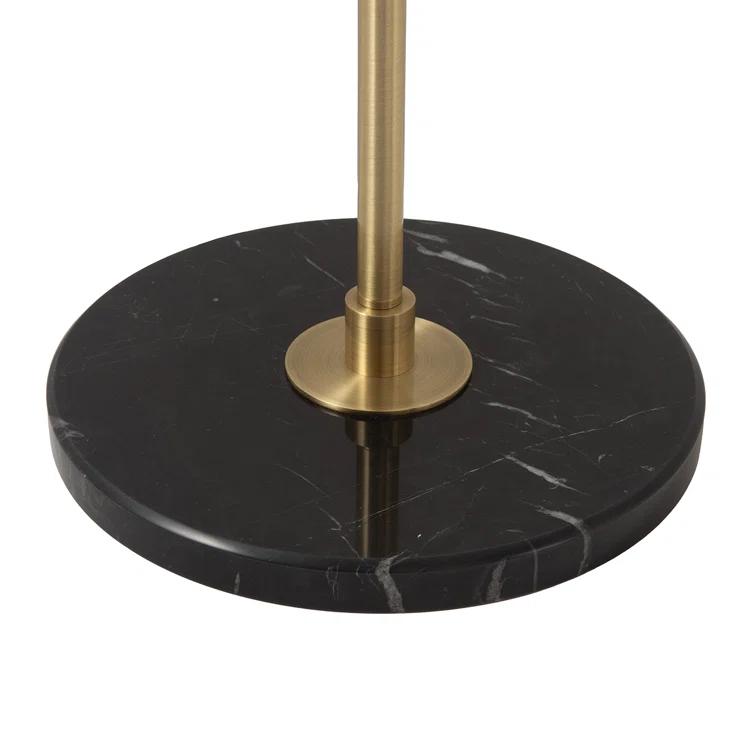 Rancho Mirage Torchiere Floor Lamp - Matte Black & Gold-Leaf Shade, Weathered Brass, Black Marble Base
