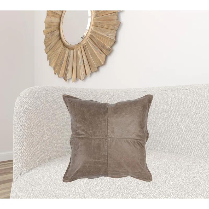ZeaZu 22" X 22" Taupe Leather Zippered Pillow