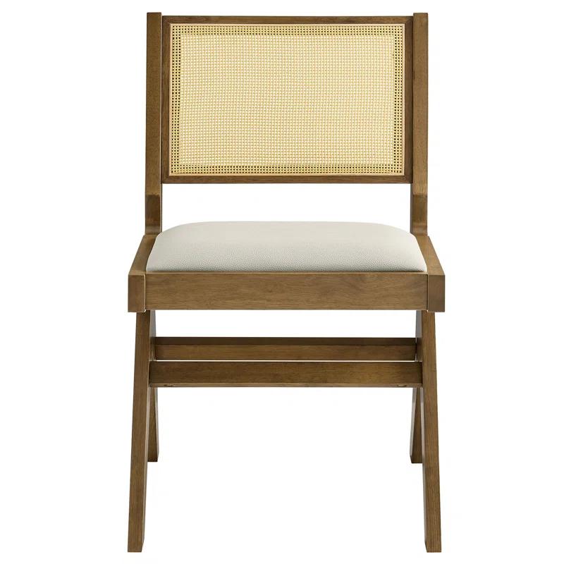 Modway Thera Vegan Leather And Cane Dining Side Chairs Set Of 2