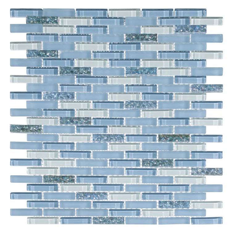Andova Loic 1" x 2" Glass Brick Joint Mosaic  Kitchen Backsplash, Bathroom, Shower, Pool, Wall and Floor Tile | Wayfair