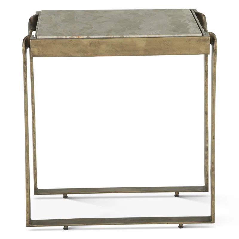 Home Trends & Design Rhodes 20" Side Table With Marble And Antique Brass