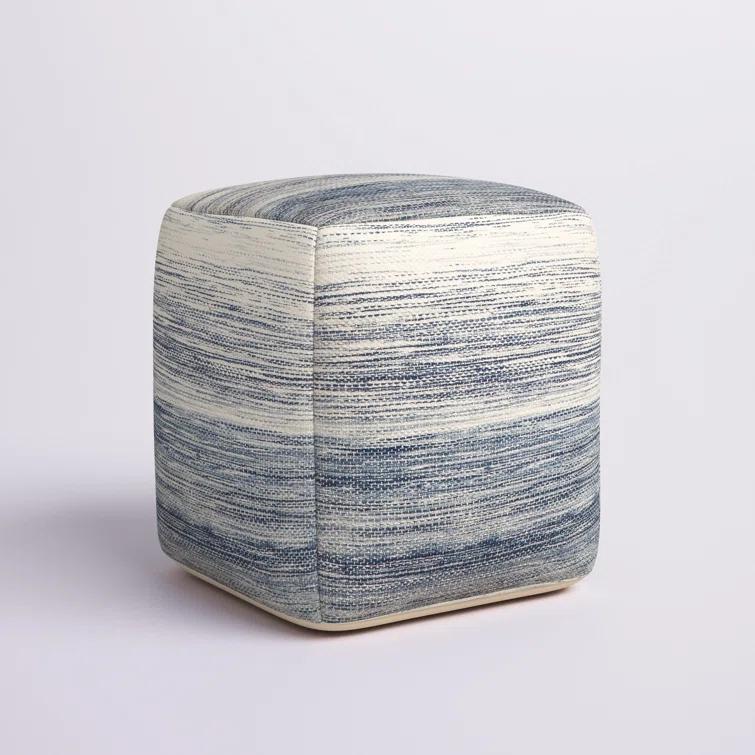 Simpli Home Clay 18"W Upholstered Cotton Square Pouf