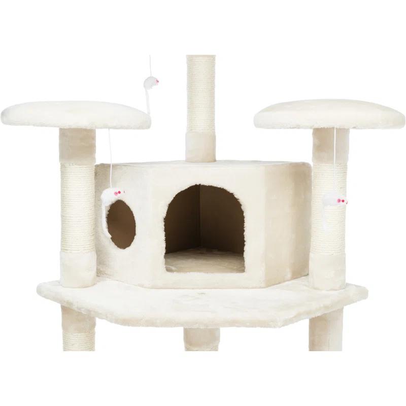 TRIXIE TRIXIE Roma 72" Cat Tower, 7-Level Sisal & Plush Cat Tree, Cat Scratcher 2-Condos Multiple Platforms Dangling Cat Toy
