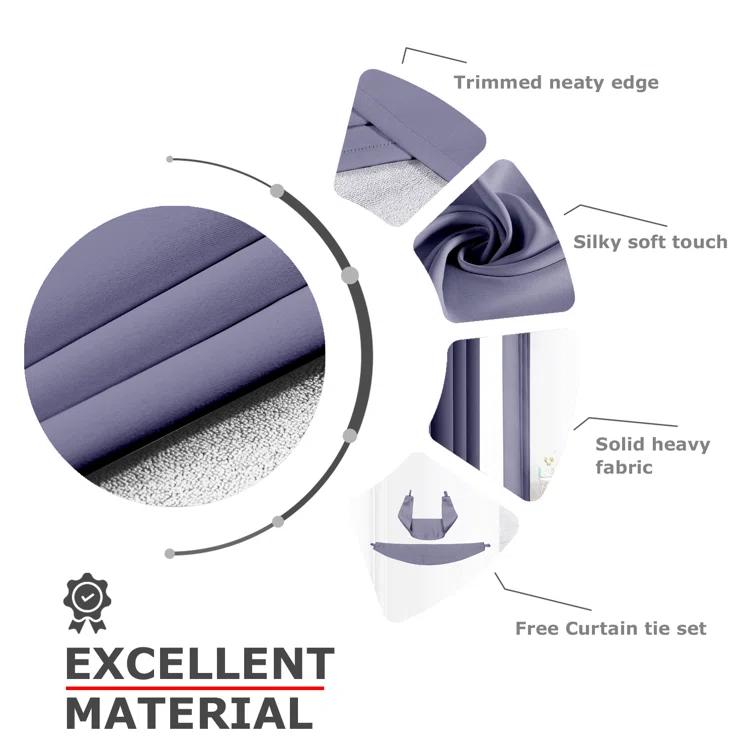 Ample Decor Single Curtain Solid Room Darkening Thermal Grommet