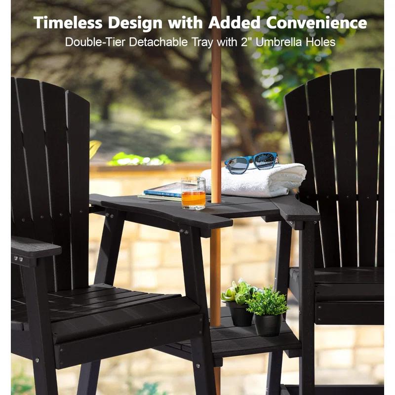 Rosecliff Heights HDPE Tall Adirondack Chair Set with Removable Double Trays (Set of 2)
