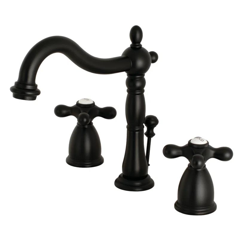 Kingston Brass Heritage Two-Handle 3-Hole Deck Mount Widespread Bathroom Faucet with Pop-Up Drain