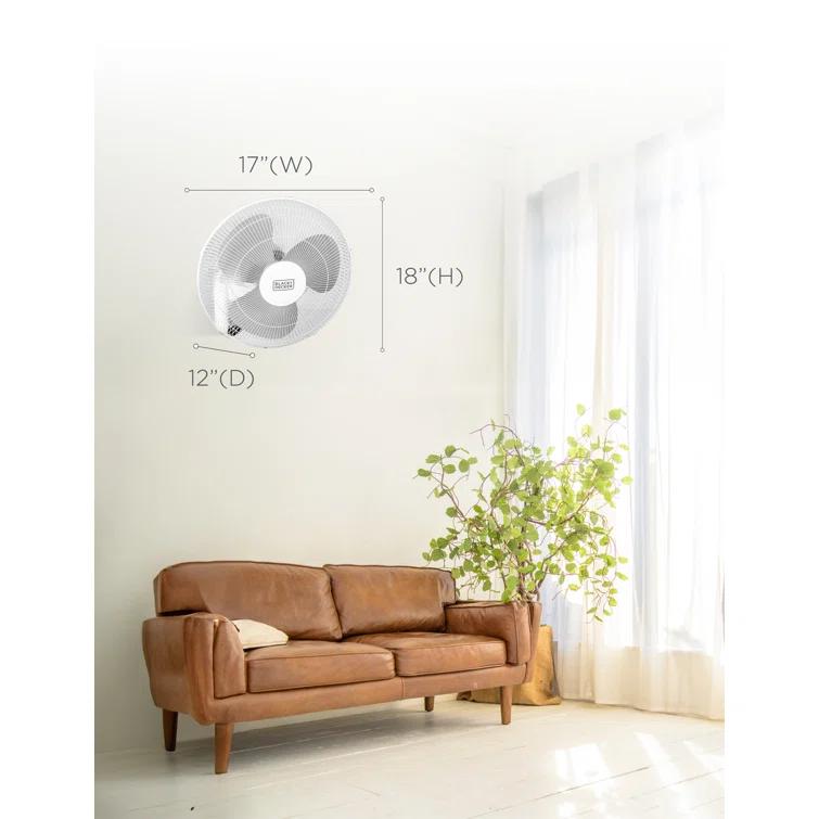 BLACK+DECKER BFP Series BLACK+DECKER 16" Wall Fan with Remote Control, Oscillating Fan with 3 Speed Settings