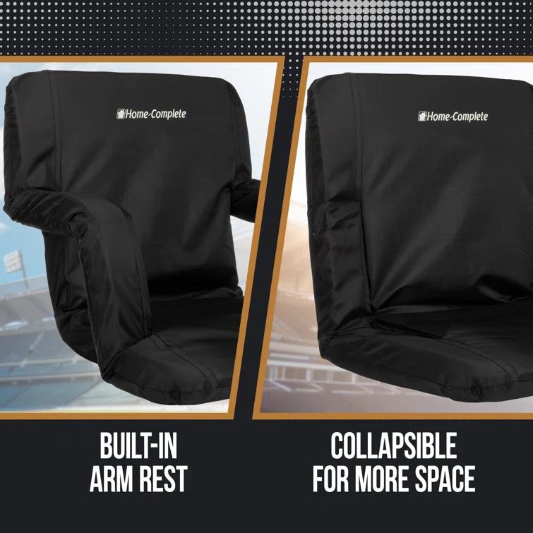 Home-Complete Stadium Seat Chair - Bleacher Cushion with Padded Back Support Armrests 6 Reclining Position