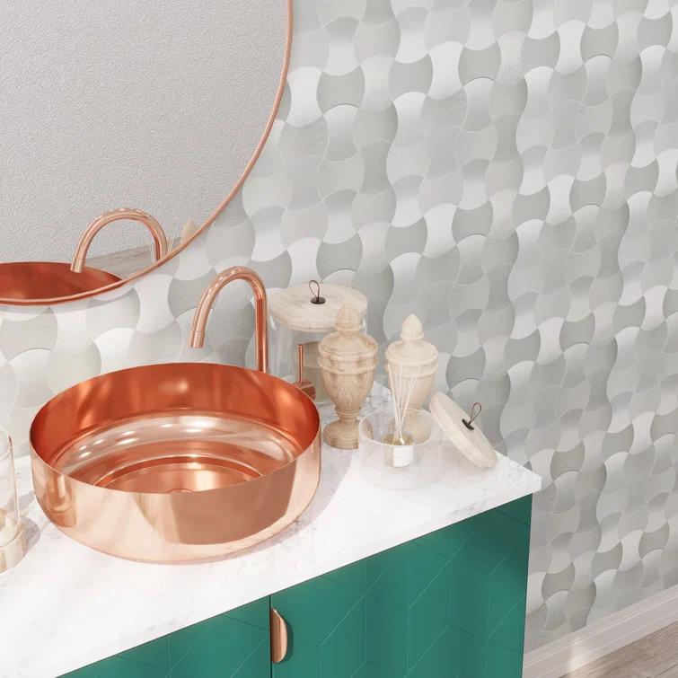 Avant Decor 3.6'' W x 1.85'' L Aluminum Peel and Stick Mosaic Tile