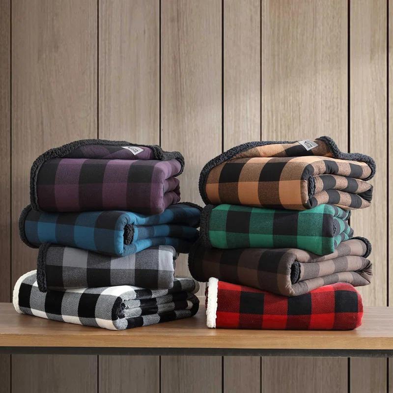 Eddie Bauer Eddie Bauer Cabin Plaid Flannel/Sherpa Throw Blanket