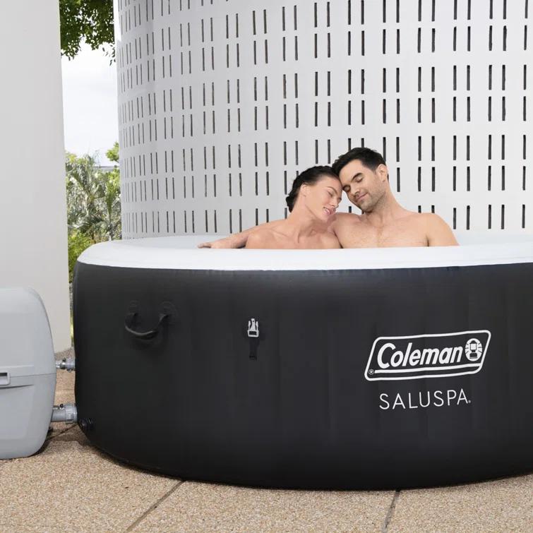 Bestway Coleman Miami AirJet Square Inflatable Hot Tub with EnergySense Cover, Black