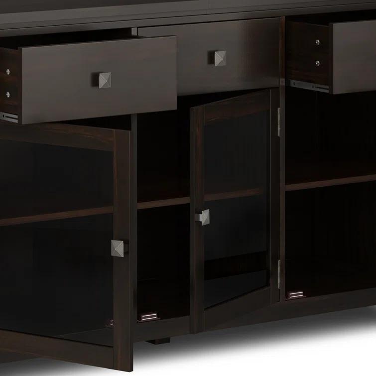 Simpli Home Cosmopolitan 54"W Solid Wood Contemporary 3-Door Sideboard Buffet with 3 Drawers
