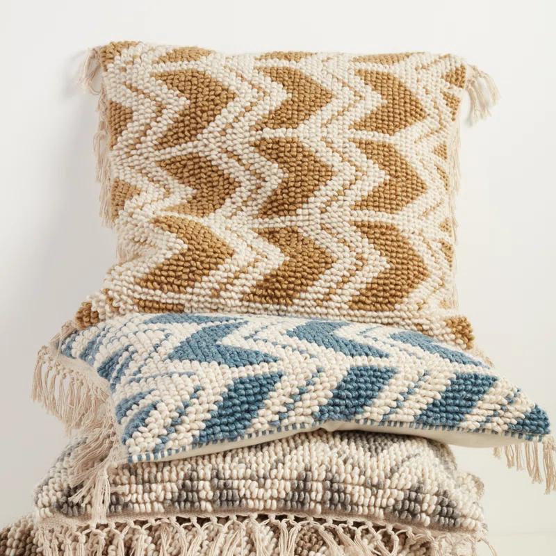 Oakleaf Chevron Polyester,Wool,Cotton Blend Throw Pillow