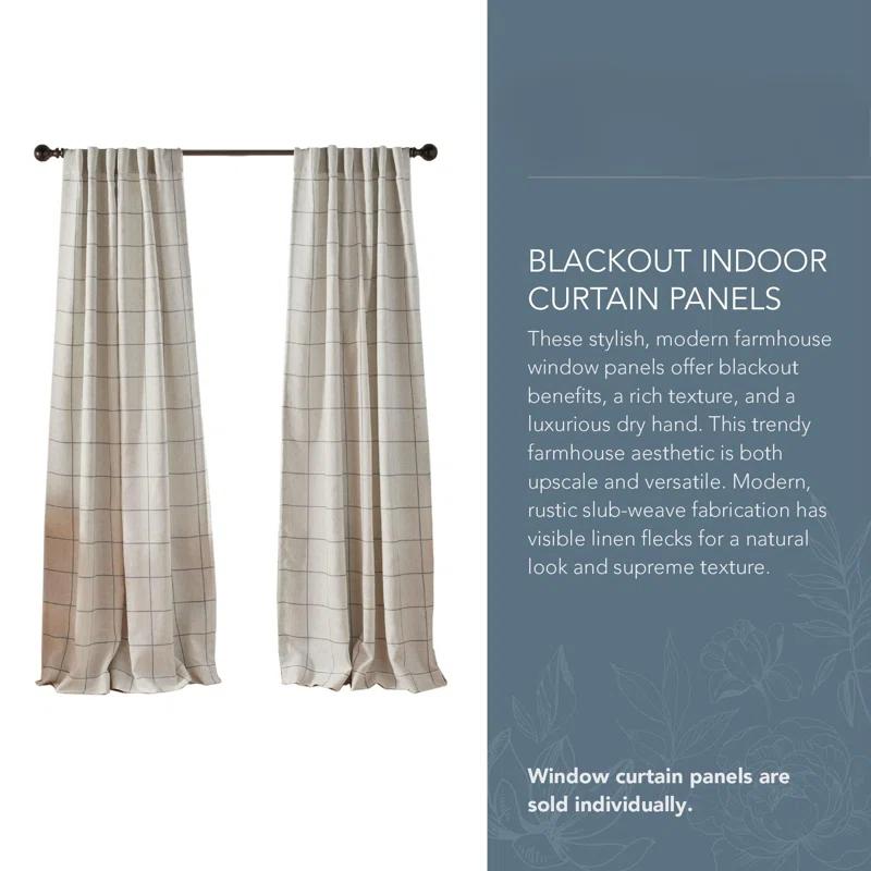 Gracie Oaks Fashions Plaid Blackout Window Curtain, with Back Tab and Rod Pocket Tabs, 1 Panel,52"W